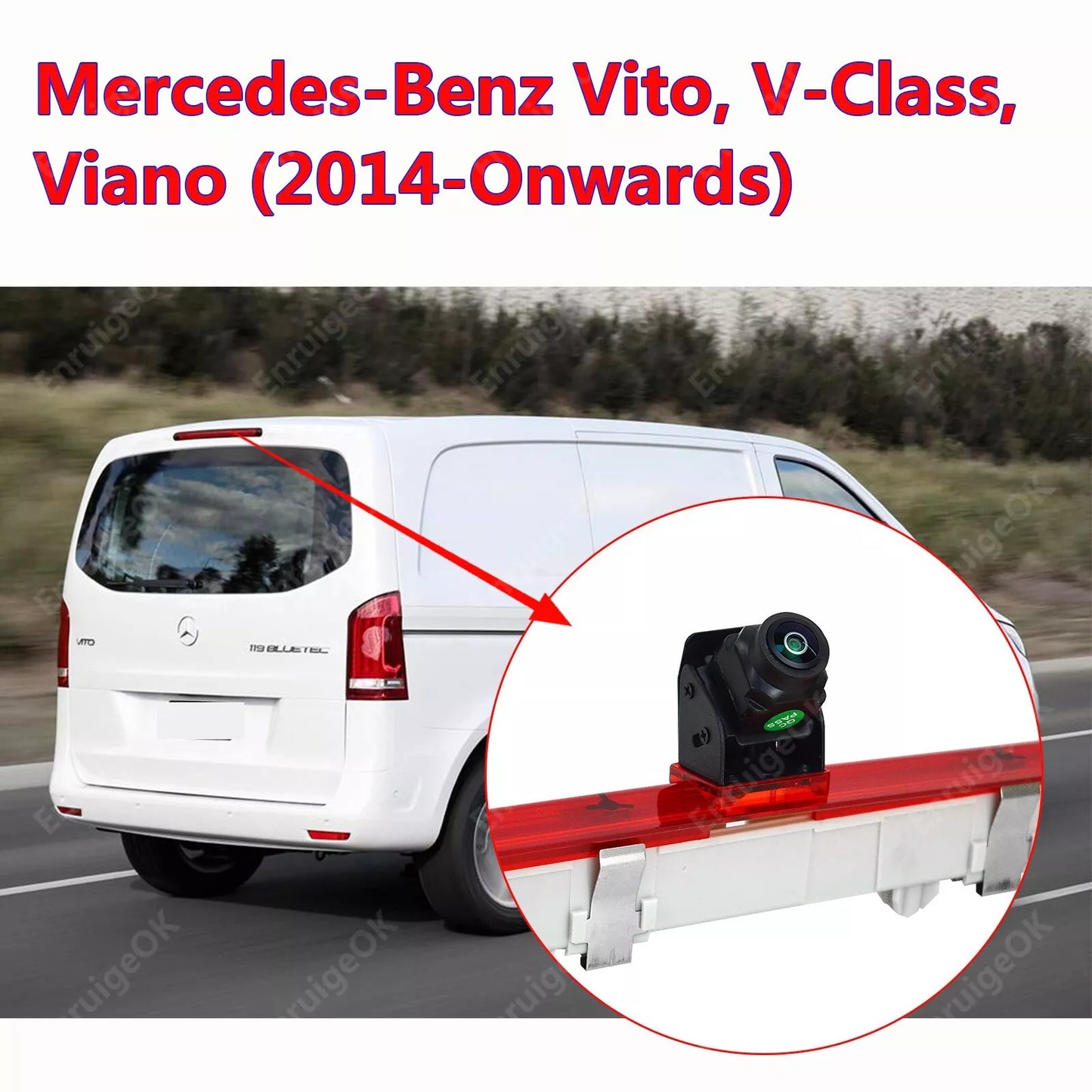 7" Monitor Rear Brake Light Reversing Camera For Mercedes-Benz Vito Tailgate