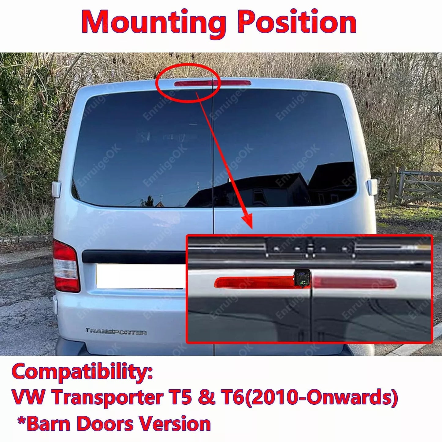 For Volkswagen Transporter T5 T6 Van Brake Light Rear View Reversing Camera Kit