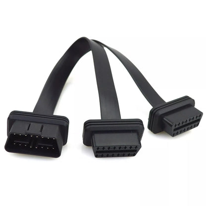 Right/Left Angle 16Pin OBD2 Splitter Extension Cable Male to Dual Female Y Cable