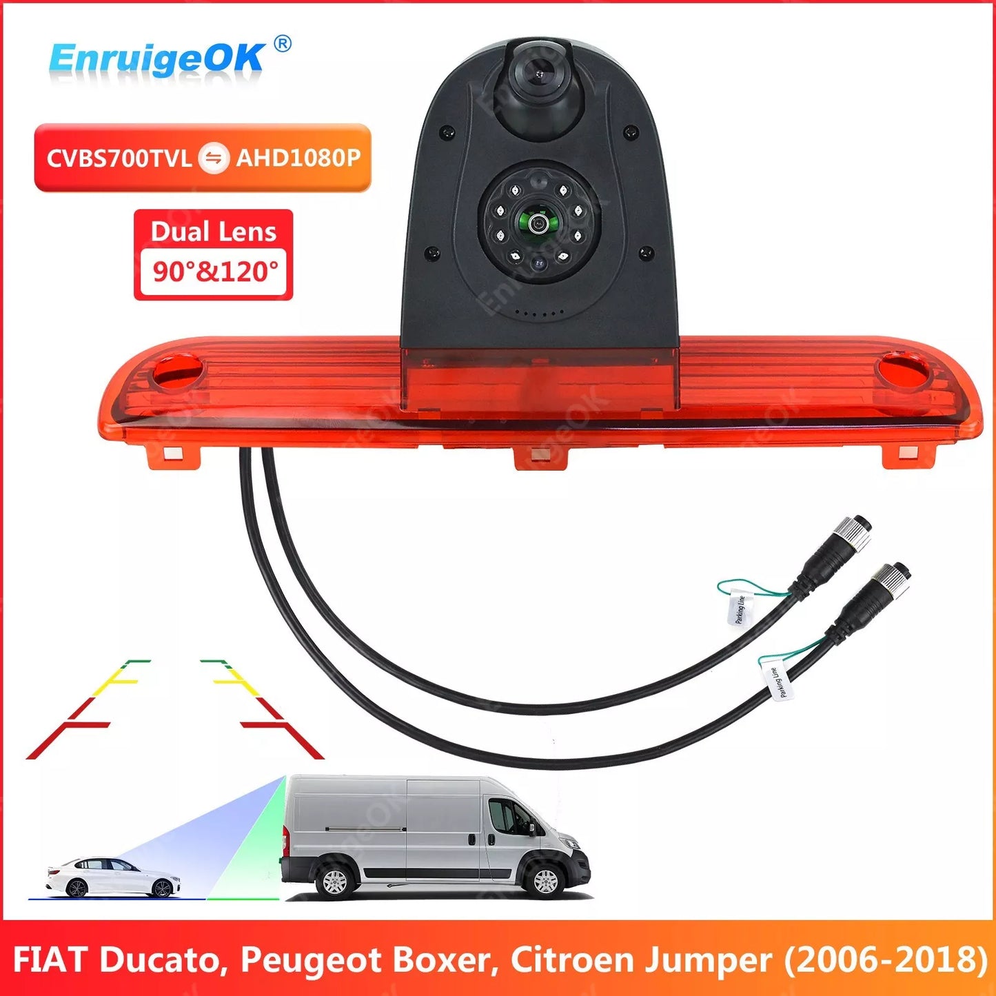 Dual Brake Light Rear View Camera for Fiat Ducato Peugeot Boxer Citroen Relay