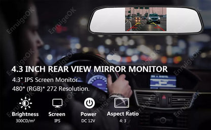 Color TFT LCD 4.3 Inch Car Rear View Mirror Monitor for Parking Rear View Camera