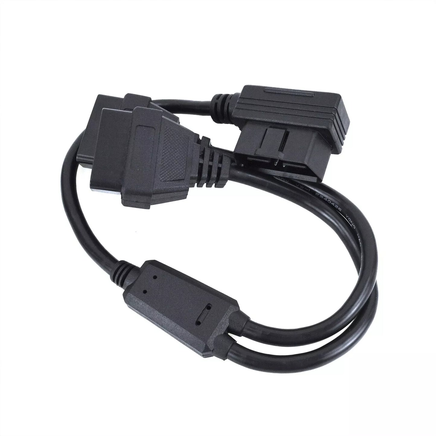 16 Pin OBD2 OBD II Splitter Adapter Cable RA Male to Dual Female Y Cable