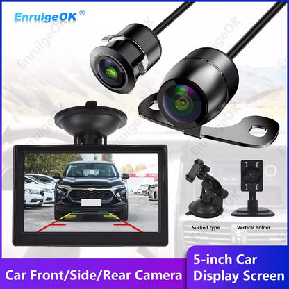 Car Front Rear View Reversing Camera HD Parking Night Vision and 5" Monitor