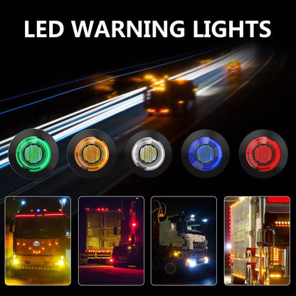 12/24V 3/4" 3 LED Round Side Marker Indicator Bullet Light for Truck Bus Trailer