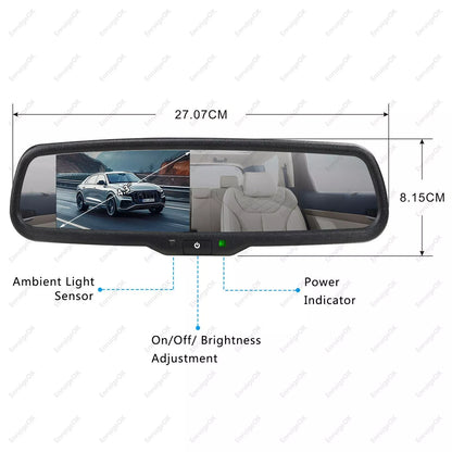 4.3"Replacement Car Rear View Mirror Monitor OEM No1 Bracket For Toyota Ford Kia