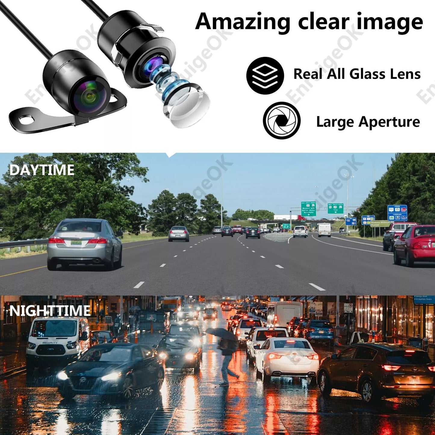 Car Front Rear View Reversing Camera HD Parking Night Vision and 5" Monitor