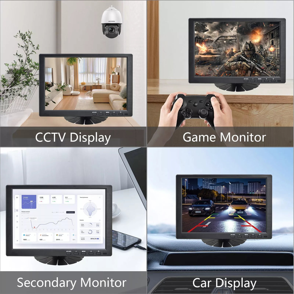 10.1" TFT CCTV Monitor 1920*1080P USB AV VGA HDMI BNC Input for Computer PC DSLR