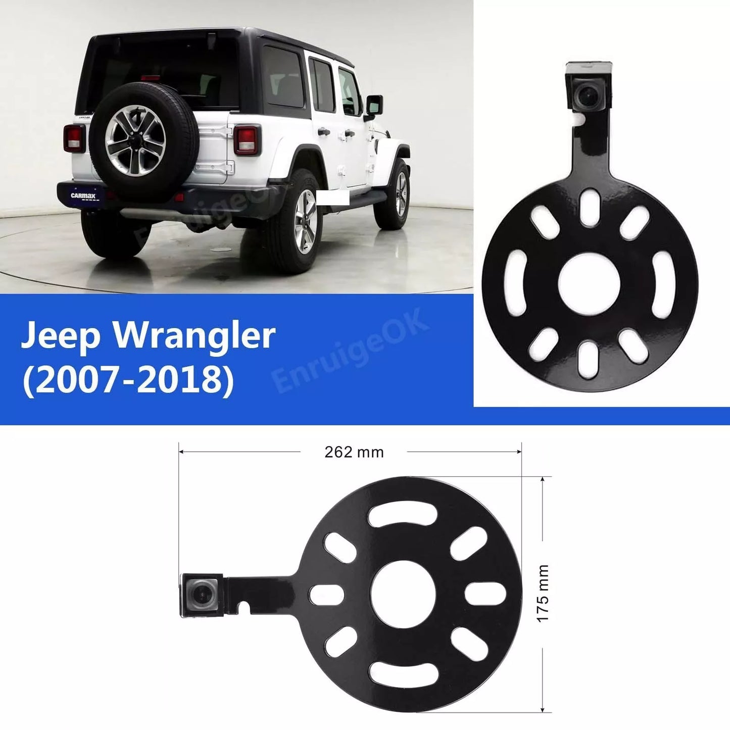 For Jeep Wrangler JK 2007-2018 Spare Tire Rear View Backup Camera+5" Monitor Kit