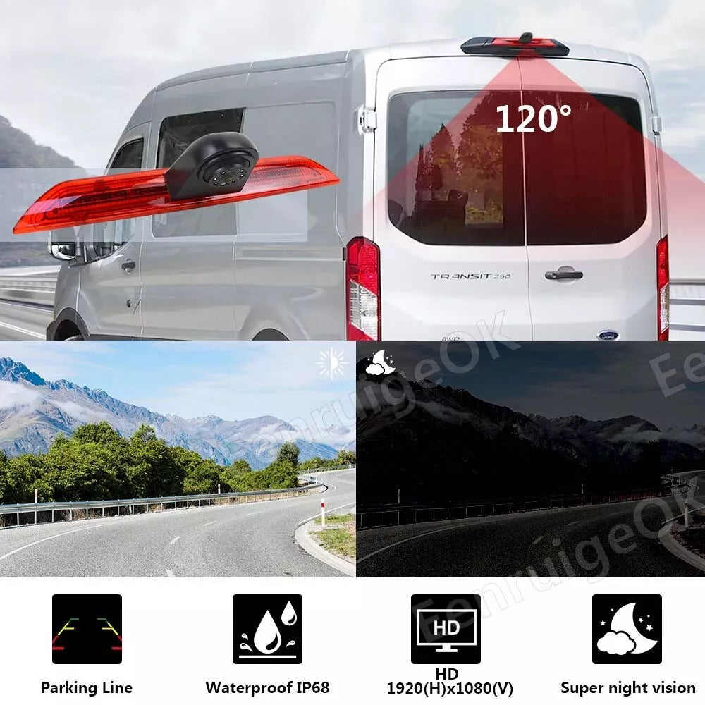 7'' Monitor Brake Light Backup Rear View Camera For Ford Transit Van AHD 1080P