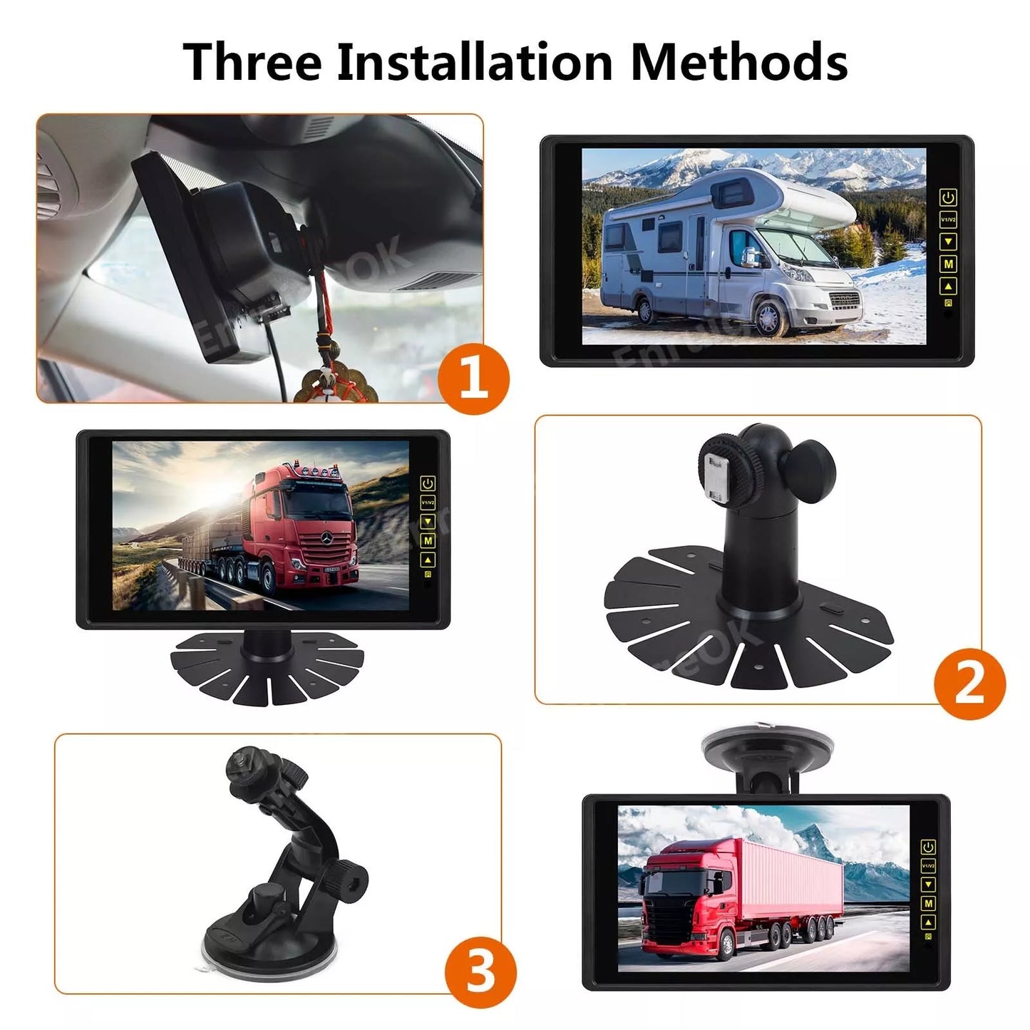 9-inch Car Rear View Mirror Monitor Split Screen DVR Recorder for Truck Bus RV