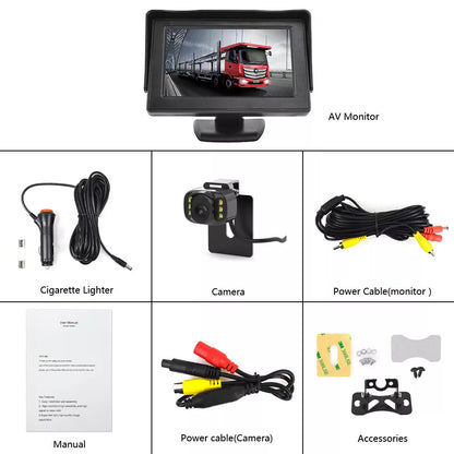 Car Rear View Backup Camera Reverse HD Parking Night Vision and 4.3" Monitor