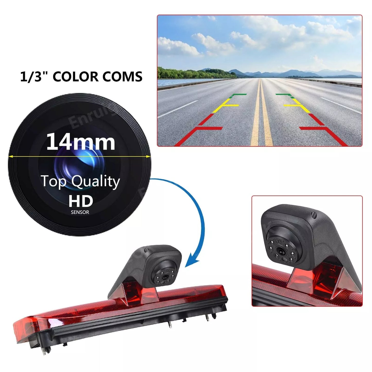 Third Brake Light Backup Rear View Camera for Ford Transit Connect Van 2014-2017