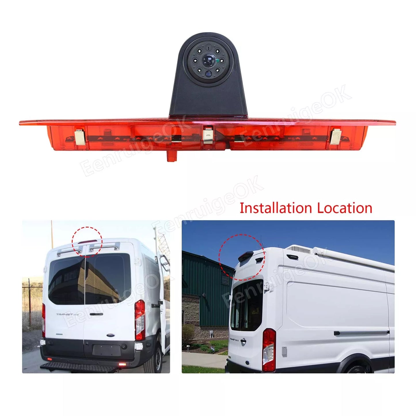 Third Brake Light Backup Camera for Ford Transit Van + 7" Rear View Monitor