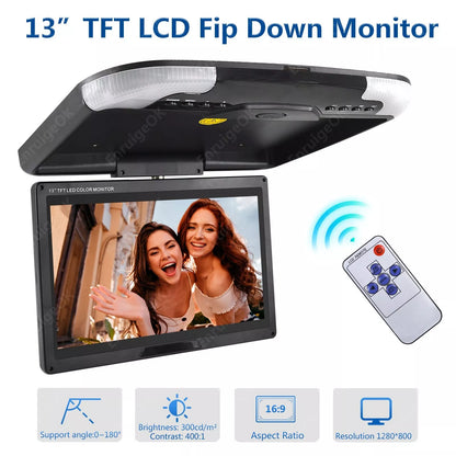 13" Car Screen Monitor LCD TFT Overhead Flip Down Car Ceiling PAL/NTSC 12/24V