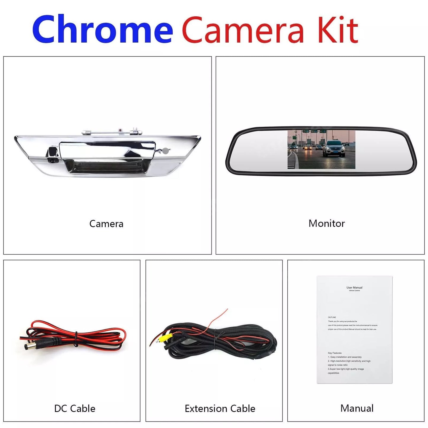 For Toyota Hilux Revo 2015-2021 ChromeTailgate Handle with Backup Camera Kit