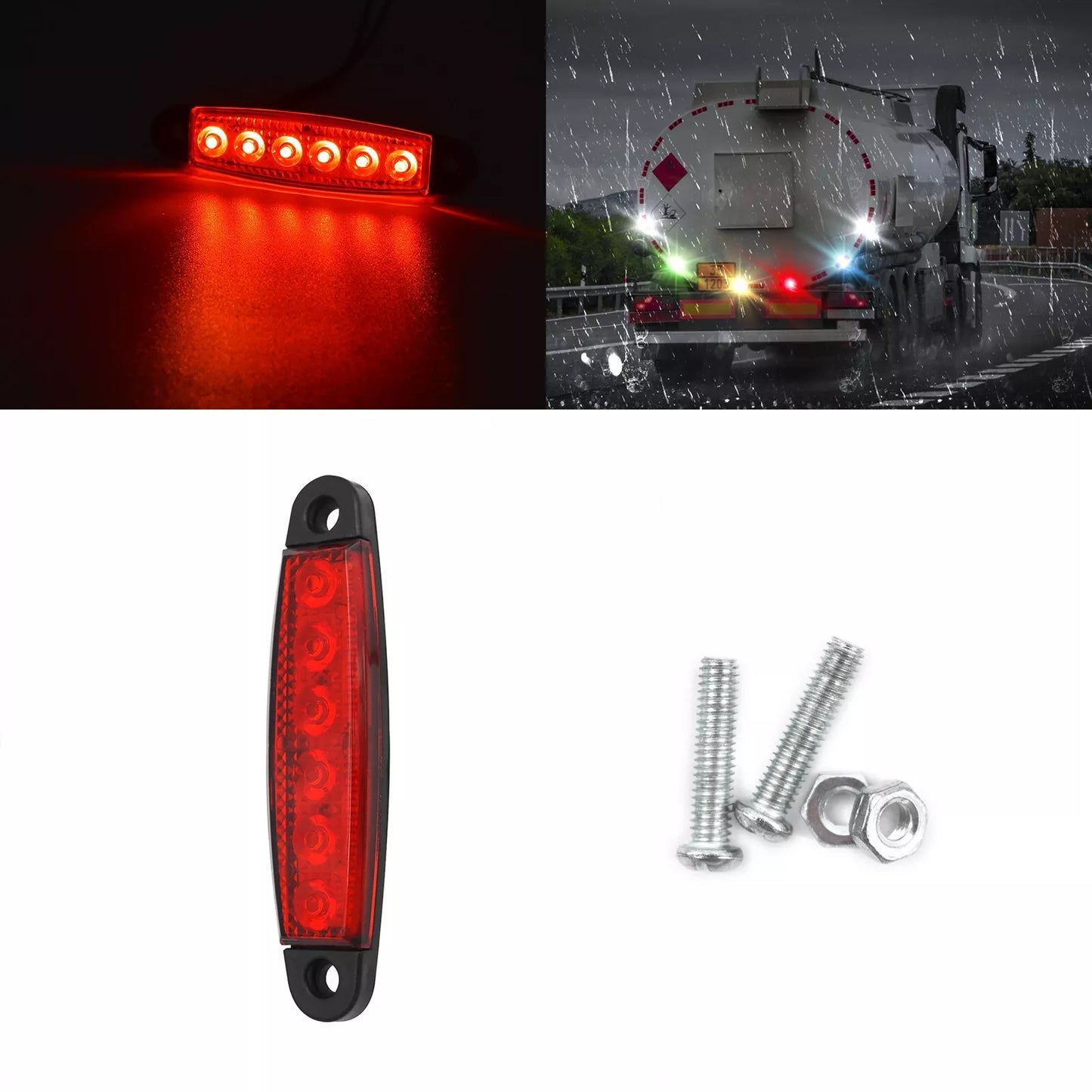 5Pcs 6LED Side Marker Indicator Light Lamp for Truck Bus Boat Trailer Waterproof