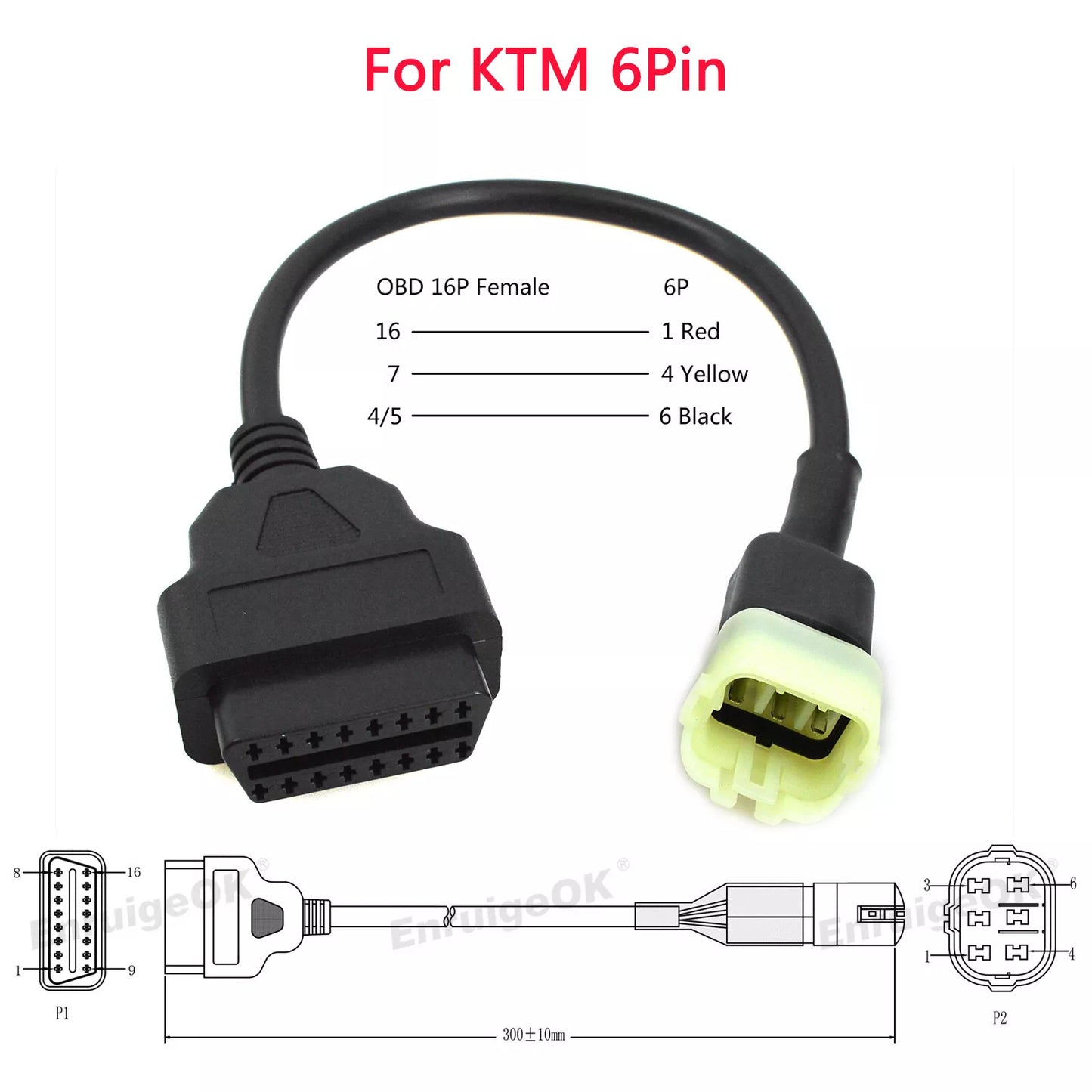 16PIN OBD2 Connector Diagnostic Scanner Cable Fit for SUZUKI Honda Motorcycle