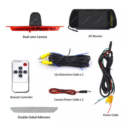 Dual Lens Brake Light Backup Rear View Camera for Ford Transit Van + 7'' Monitor