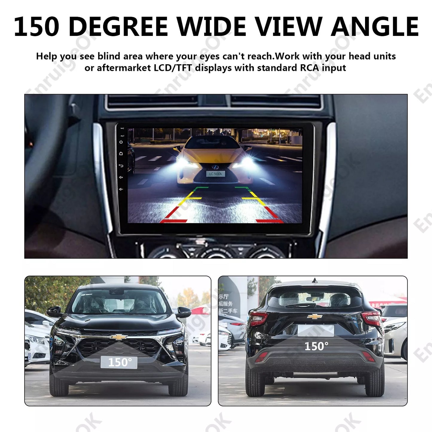 Car Front Rear View Reversing Camera HD Parking Night Vision and 5" Monitor