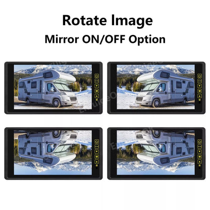 9" TFT LCD Rear View Mirror Monitor 2 Way Video Input for Truck Bus RV Camera