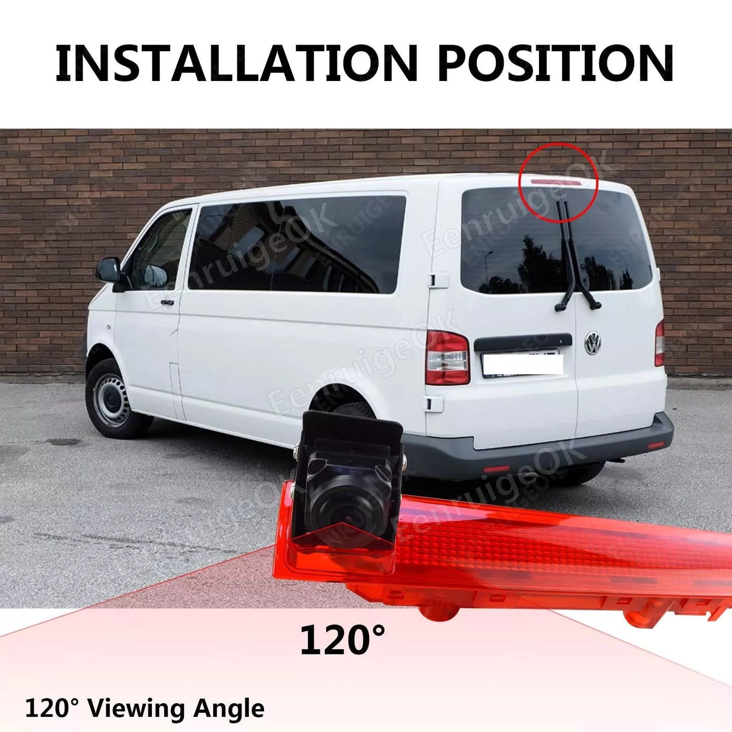 Car Brake Light Rear View Reversing Camera for VW T5 T6 + 7" Mirror Monitor