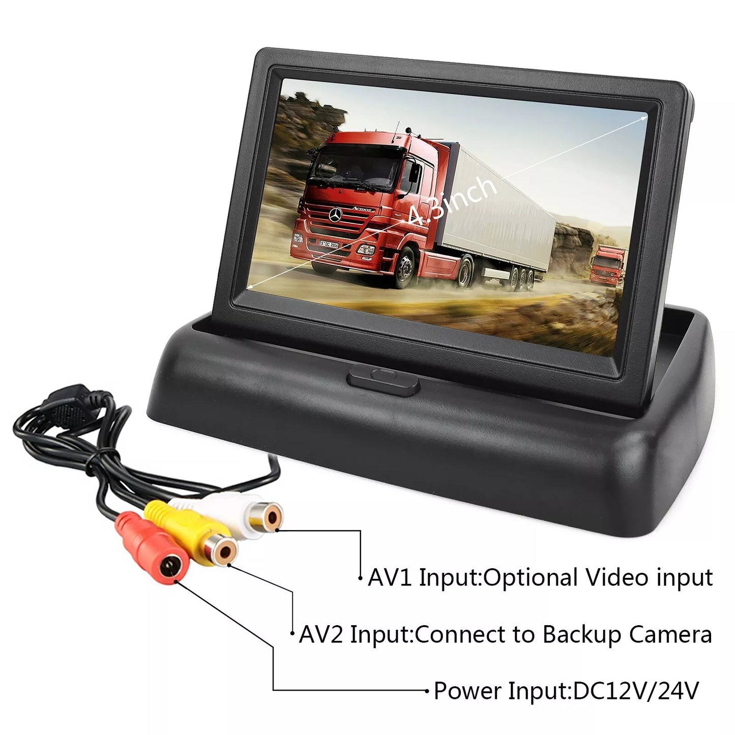 4.3" TFT-LCD Foldable Screen Monitor for Car Rear View Backup Reversing Camera