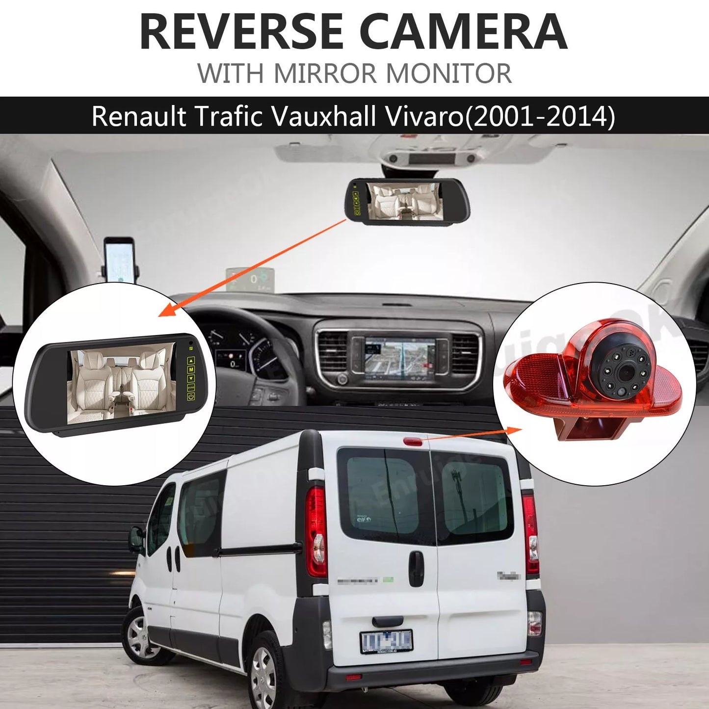 Brake Light Reverse Camera for Renault Traffic Opel/Vauxhall Vivaro +7'' Monitor