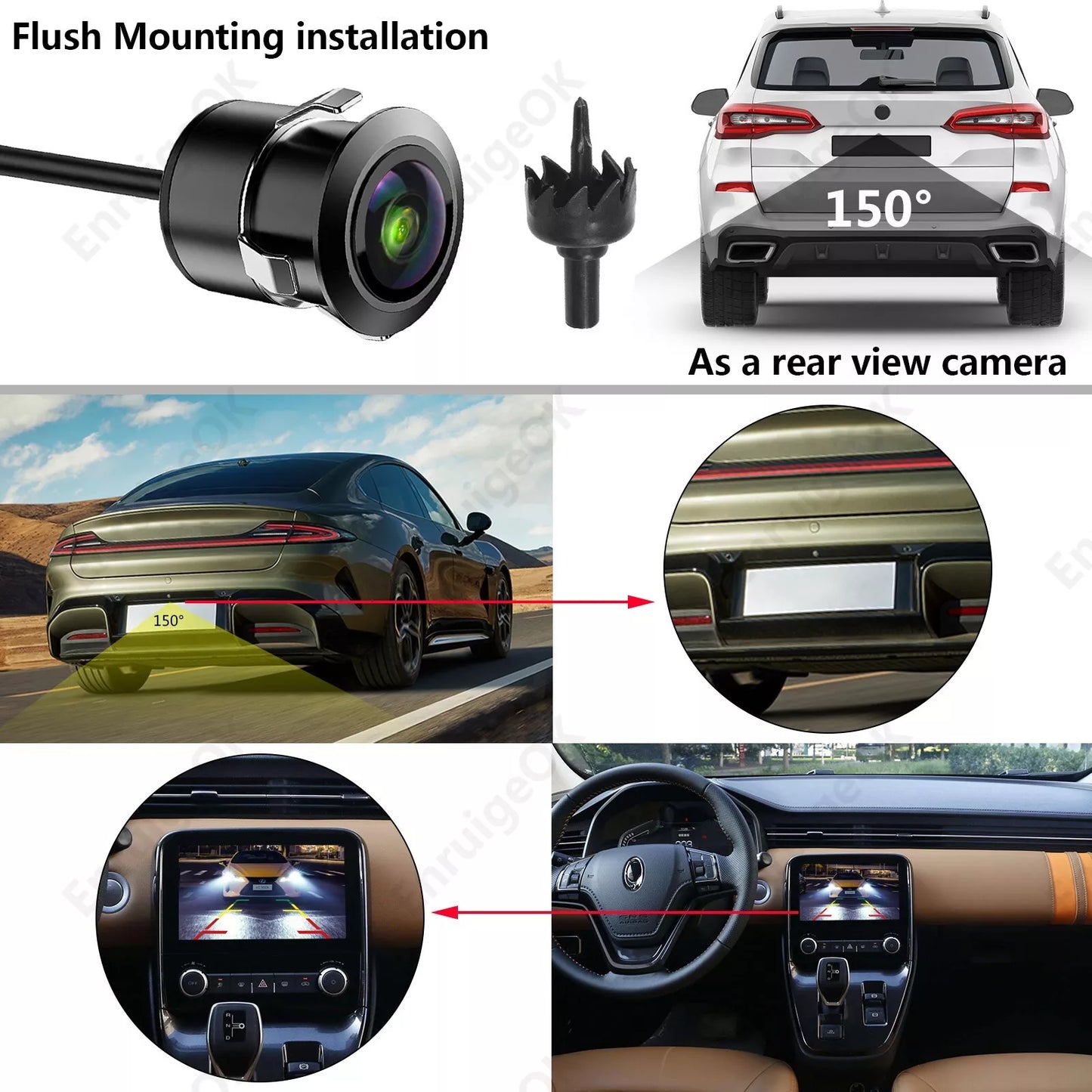 Car Front Rear View Reversing Camera HD Parking Night Vision and 5" Monitor