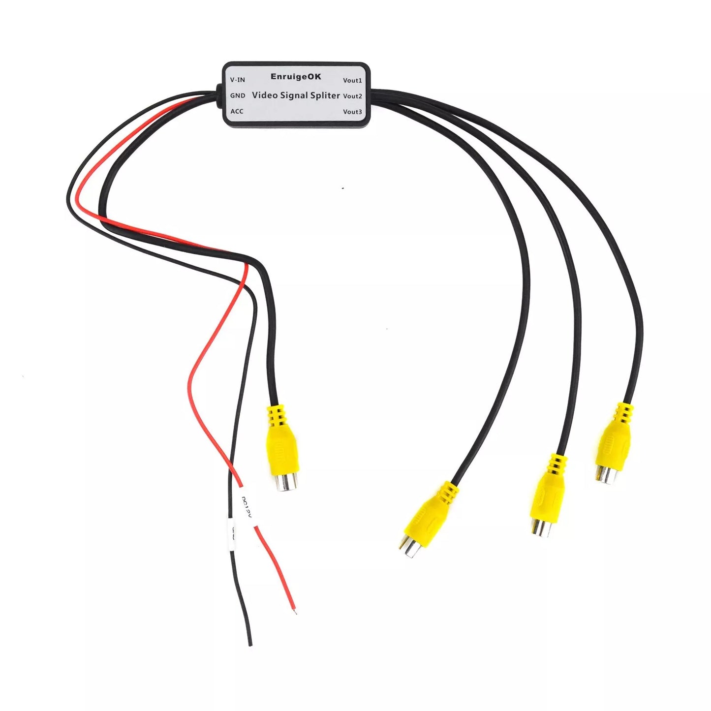 12V 1 to 3 Car DVD TV Video Monitor RCA Splitter Amplifier Booster Distribution