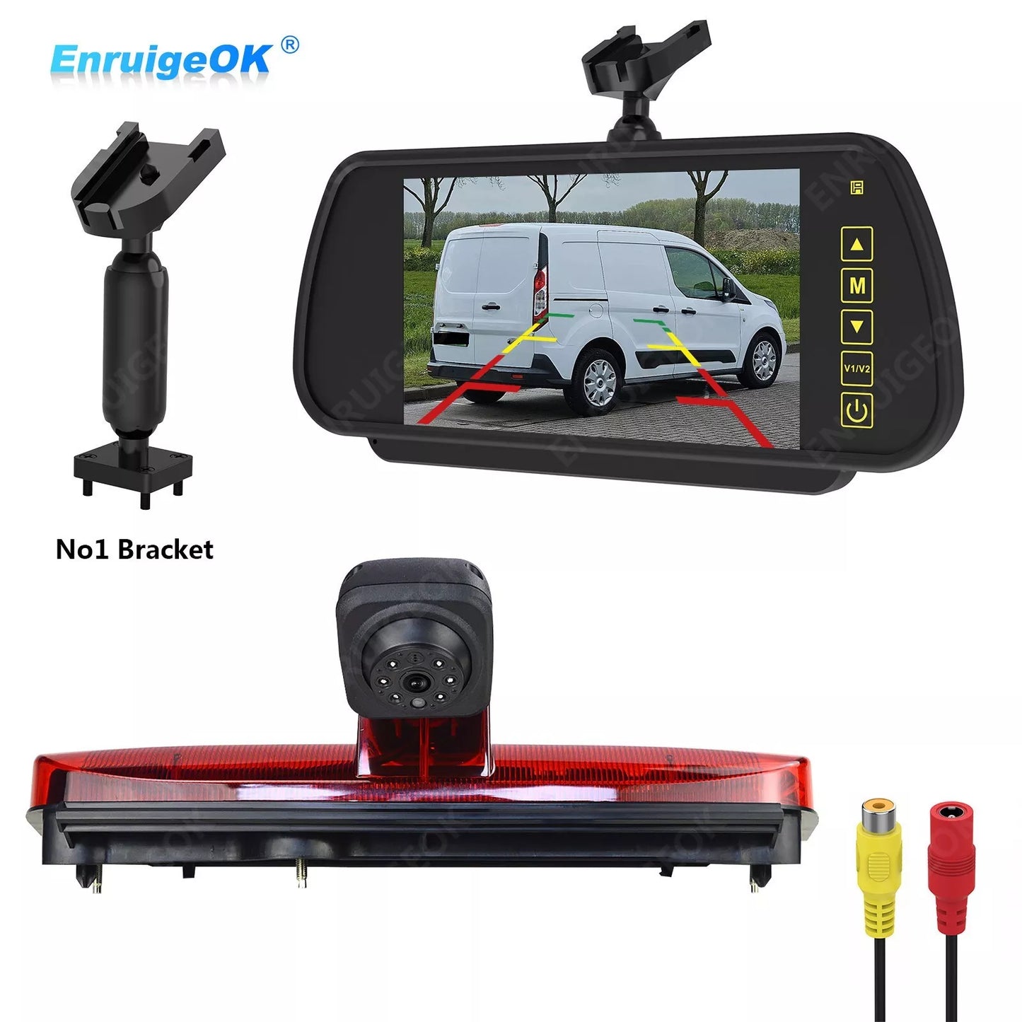 Brake Light Rear View Backup Camera for Ford Transit Connect +7'' Mirror Monitor