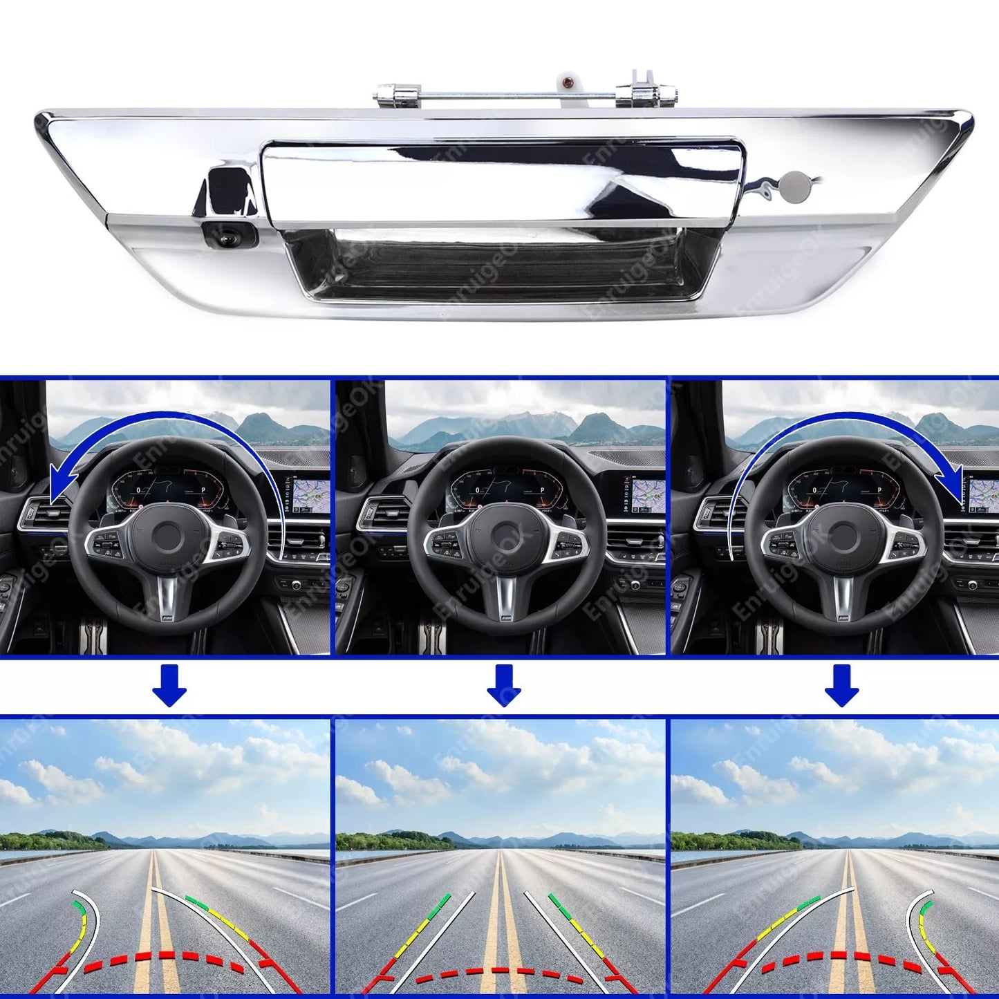 Chrome Tailgate Handle Rear Camera For 2015-2021 Toyota Hilux Revo Pickup Truck