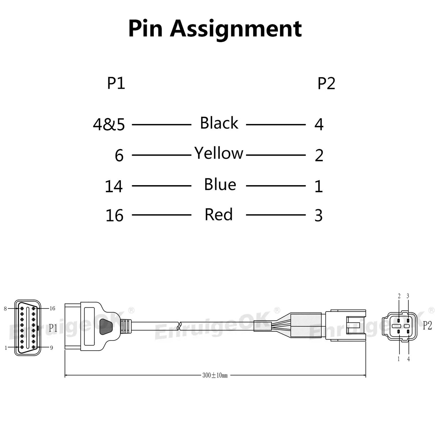 4pin Adapter Cable to OBD2 Diagnostic Tool Connector Fit For YAMAHA Motorcycle