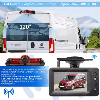 Wireless 5" Monitor Brake Light Rear View Camera for Fiat Ducato Citroen Relay