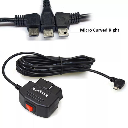 OBD2 to Micro USB Port Power Charging Cable with Switch Button for Car Dash Cam