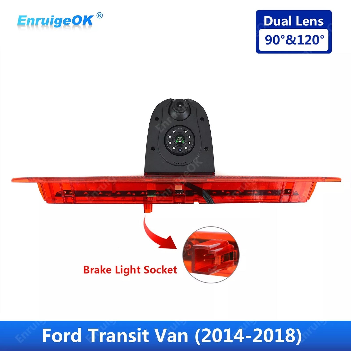 Dual Lens 3rd Brake Light Rear View Backup Camera for Ford Transit Van 2014-2018