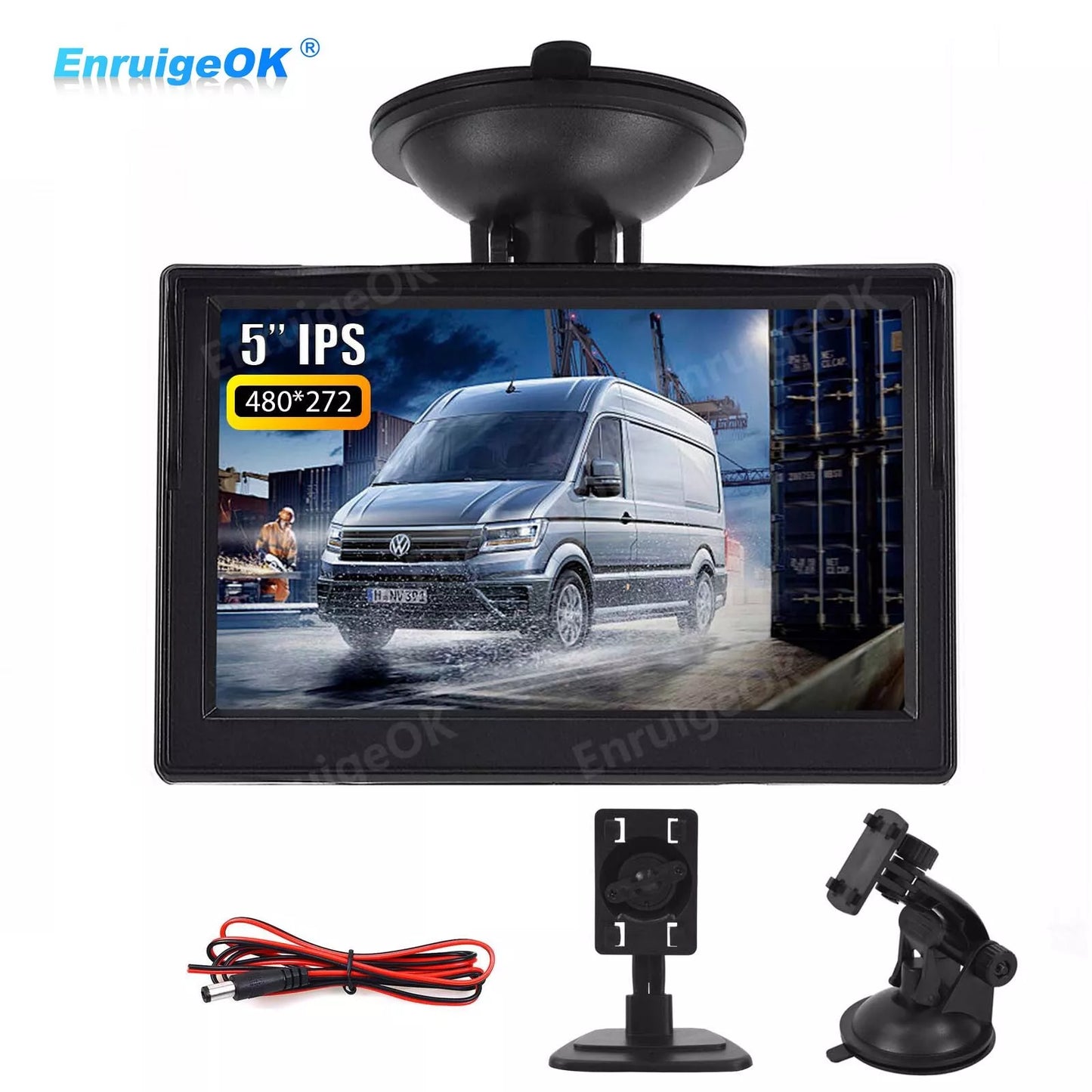 5" LCD Color Screen Backup Monitor Display RCA Video for Car Rear View Camera