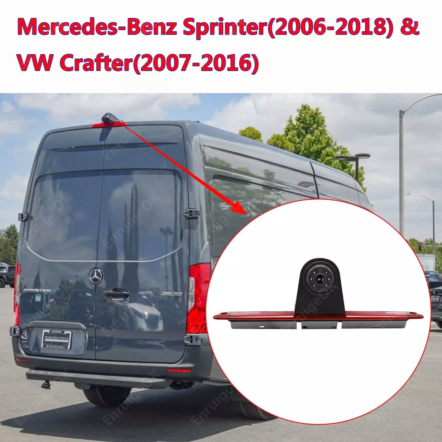 3rd Brake Light Backup Camera For Mercedes-Benz Sprinter + 4.3" Mirror Monitor