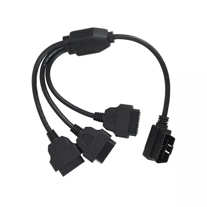 16 Pin OBD2 OBD II Splitter Adapter Cable RA Male to Three Female Y Cable