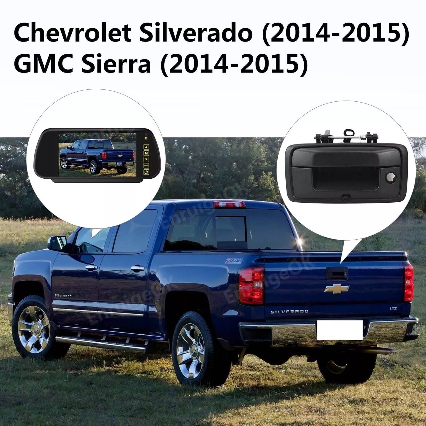 For 2014-2015 Chevrolet Silverado GMC Sierra Rear View Backup Camera +7" Monitor