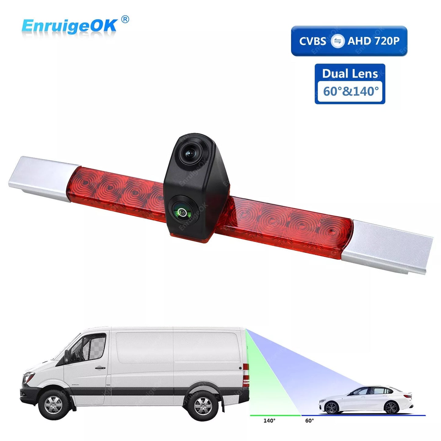 Universal Flat Surface Mount Brake Light Reversing Camera for RV Cargo Van Bus