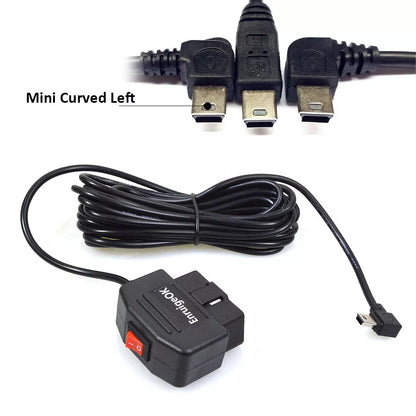 Mini USB to OBD2 Charging Cable Power Adepter with Switch Buttonfor Car Dash Cam